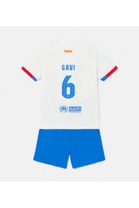 Fotbalové Dres Barcelona Paez Gavi #6 Dětské Venkovní Oblečení 2023-24 Krátký Rukáv (+ trenýrky)